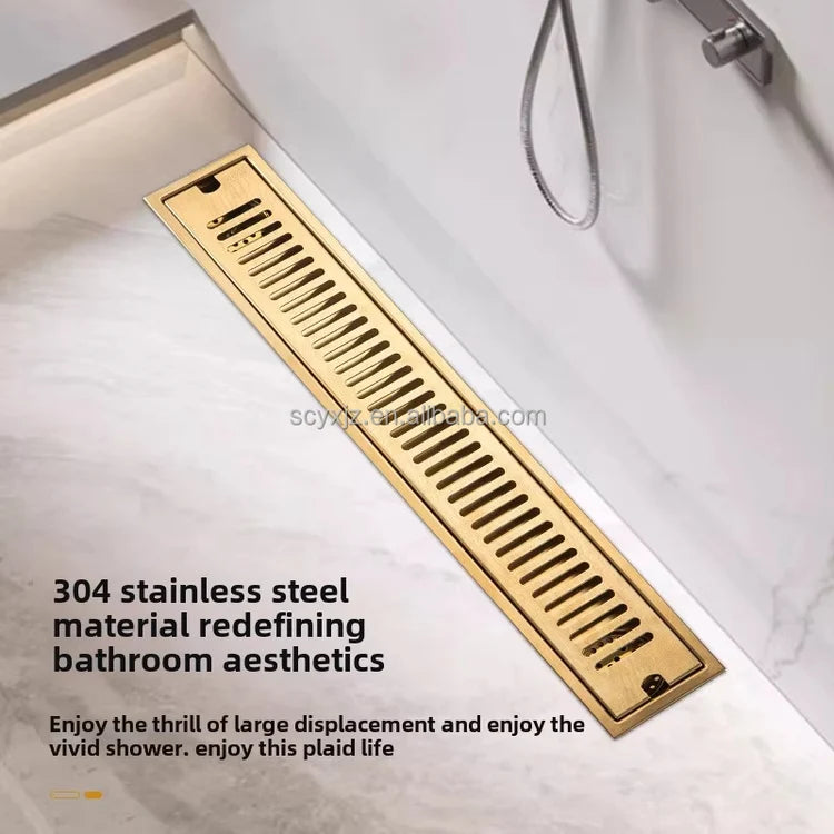 Linear Floor Drain - Brushed Gold - 304