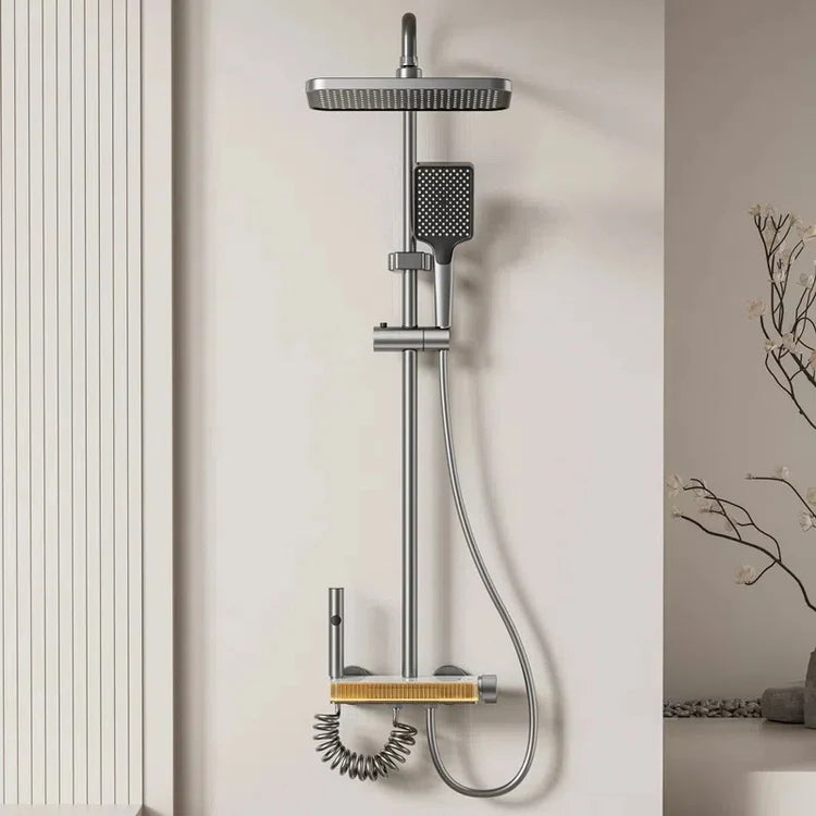 🚿 Luxury Thermostatic Digital Display Shower Set – Modern Marble & Gold Design