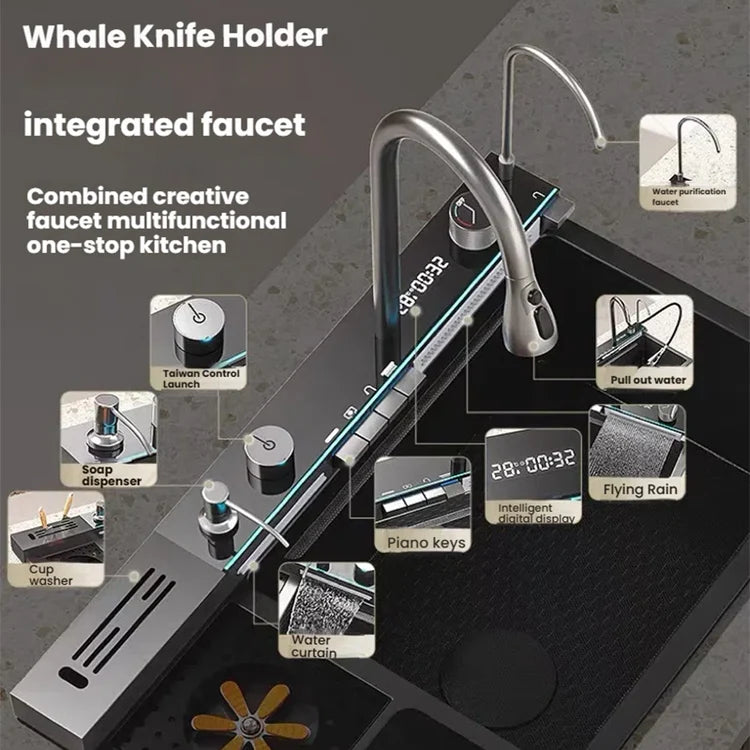 Piano Sink With Knife Holder and Sponge Area 82 x 45