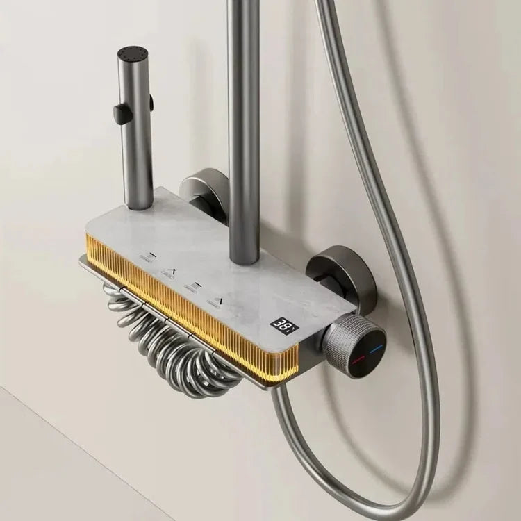 🚿 Luxury Thermostatic Digital Display Shower Set – Modern Marble & Gold Design