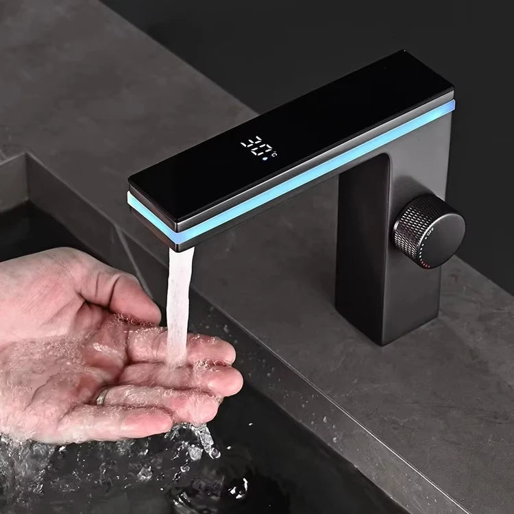 LED Intelligent Basin Faucet with Digital Temperature Display Panel
