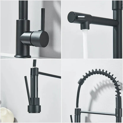 Kitchen Double Pull Down Spring Faucet