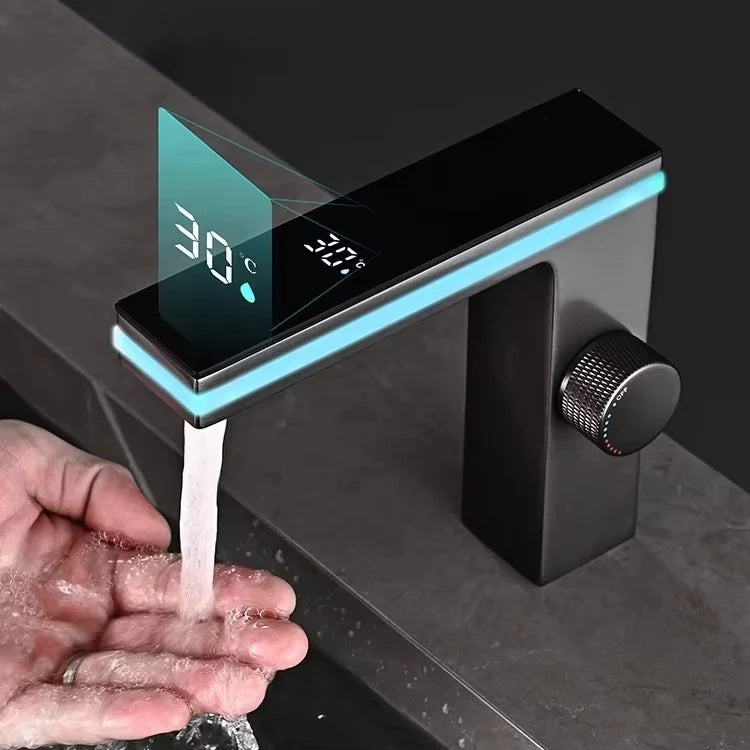 LED Intelligent Basin Faucet with Digital Temperature Display Panel