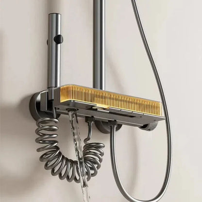 🚿 Luxury Thermostatic Digital Display Shower Set – Modern Marble & Gold Design