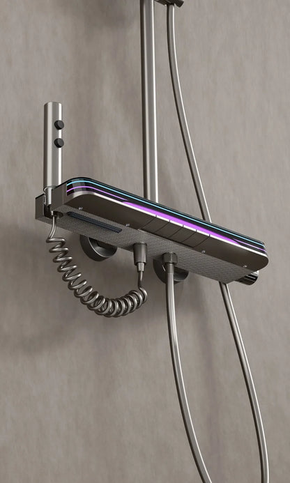 🚿 Ultra-Modern Chrome Thermostatic Shower System with Multi LED Glass Panel