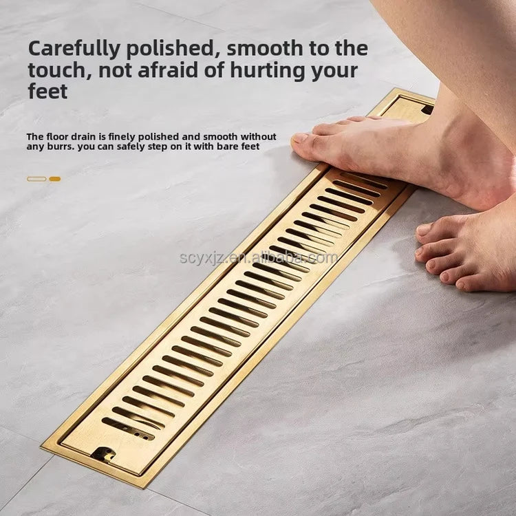 Linear Floor Drain - Brushed Gold - 304