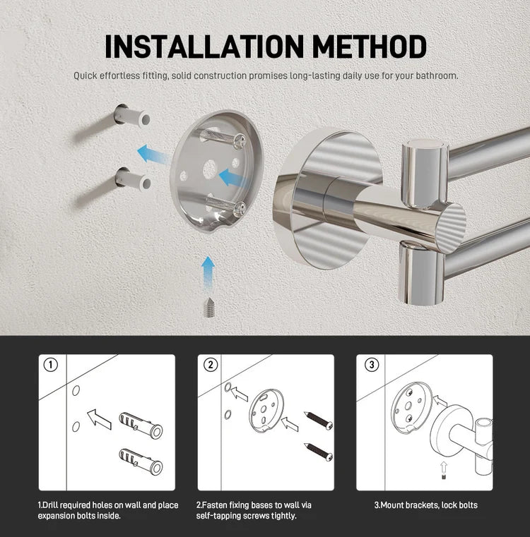 Double Arm Towel Stand – Wall Mounted