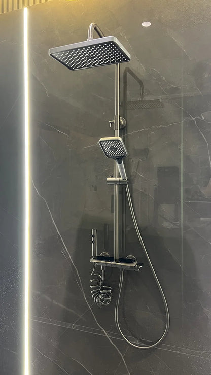 AquaBlade Pro – Triple Handle Luxury Shower System (Gun Grey)