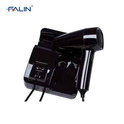 Wall-Mounted Hotel Hair Dryer with Power Outlet | Compact & Dual Function
