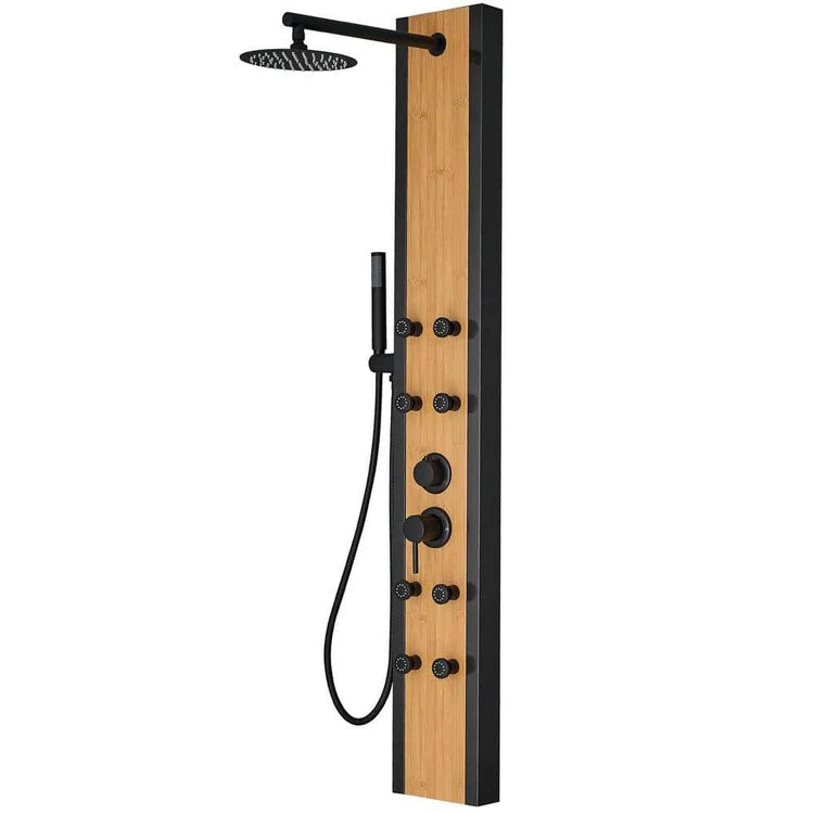 Matte Wood & Black Shower Panel
