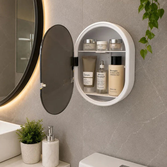 Oval Shaped Bathroom Cabinet