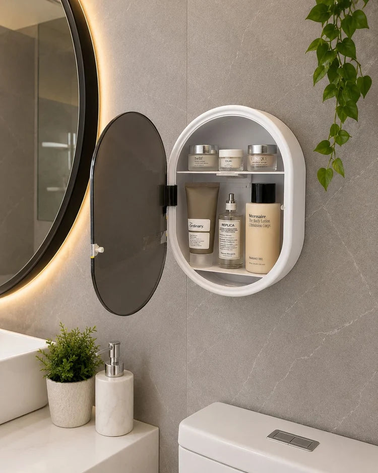 Oval Shaped Bathroom Cabinet
